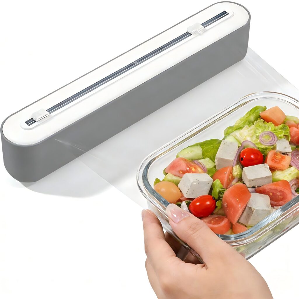Magnetic Plastic Wrap Dispenser with Cutter