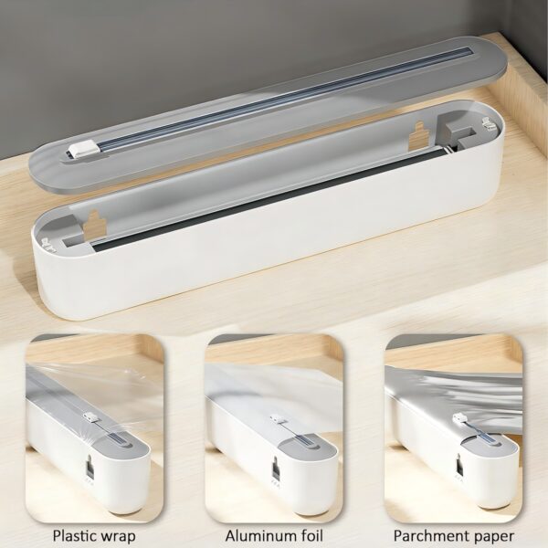 Magnetic Plastic Wrap Dispenser with Cutter