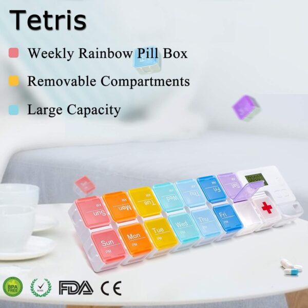 61ME-+SWJ5L._AC_SL1280_ 7-Day Pill Organizer with Medicine Reminder Alarm