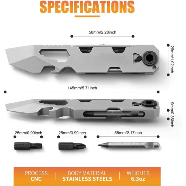 EDC Pry Bar Multitool with Bi-Directional Ratchet Screwdriver