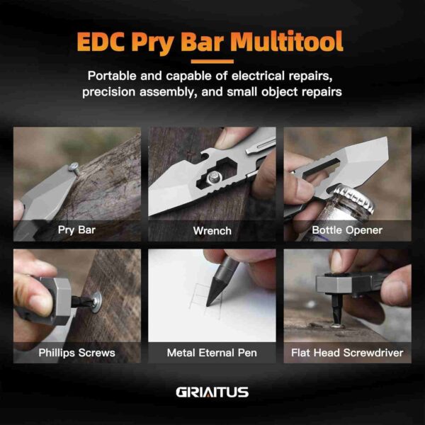 EDC Pry Bar Multitool with Bi-Directional Ratchet Screwdriver