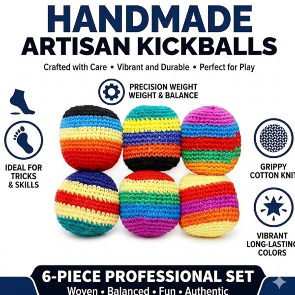 6 Pack Hand-Made Knitted Footbag Sacks