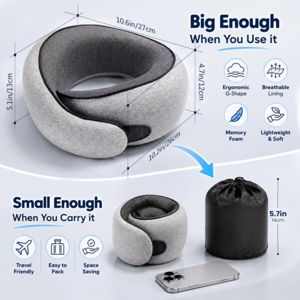 Purroch G-Shape Memory Foam Travel Neck Pillow
