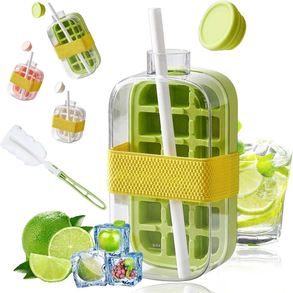 2 in 1 Touch-Free Ice Cube Tray Water Bottle