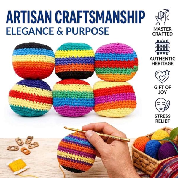 6 Pack Hand-Made Knitted Footbag Sacks