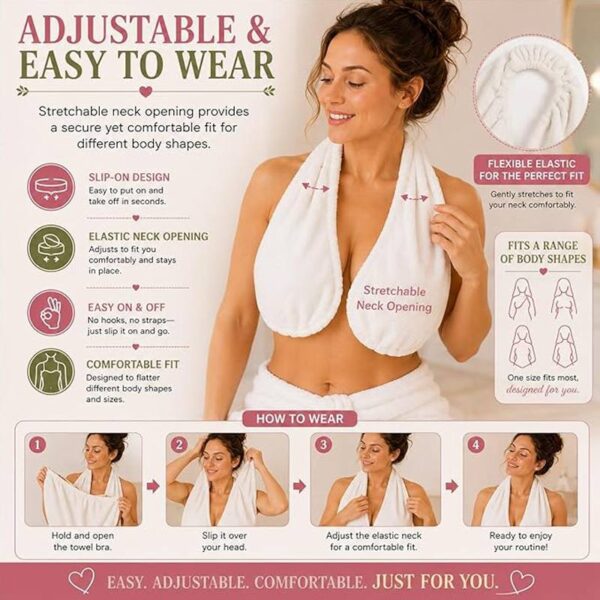 Hands-Free Adjustable Shower Towel Bra