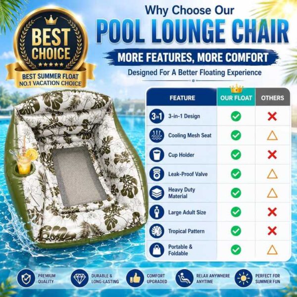 3-in-1 Inflatable Pool Lounge Chair
