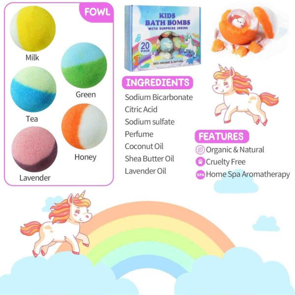 24 Pack Kids Bath Bombs with Toys